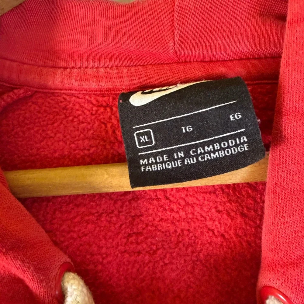 Nike‎ Air Mens Red Script Logo Fleece Pullover Hoodie Sweatshirt XL